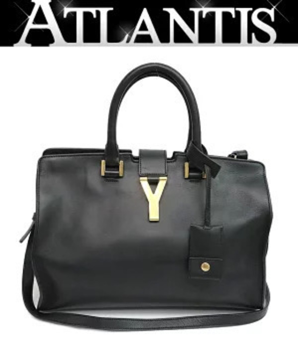 Saint Laurent Paris Y Cabas Handbag Leather Black